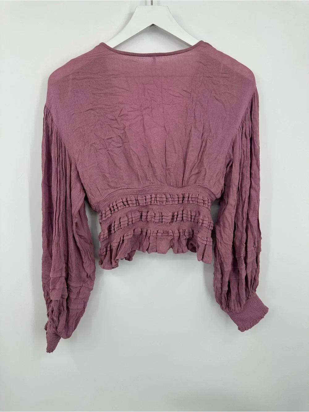 Free People Boho Purple Peasant Cropped Shirt Size Small Whimsical Fairycore - Picture 8 of 9